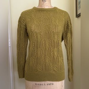 Mak B. Angora Blend Green Women's Crochet Pullover Sweater Size Medium L…